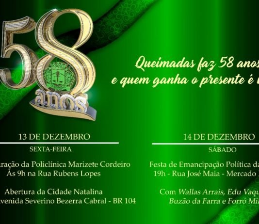 Queimadas comemora 58 anos de emancipação política no próximo sábado